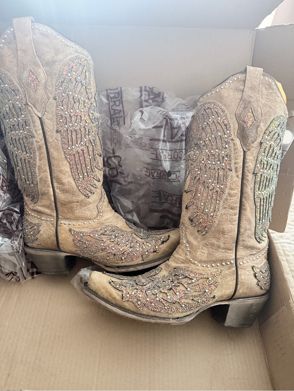 Women’s Corral- Sand colored Snip toe Western boots